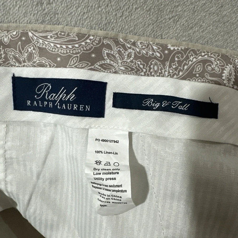 Lauren Ralph Lauren Navy Blue Label 100% Linen Men's Pants Size 50R